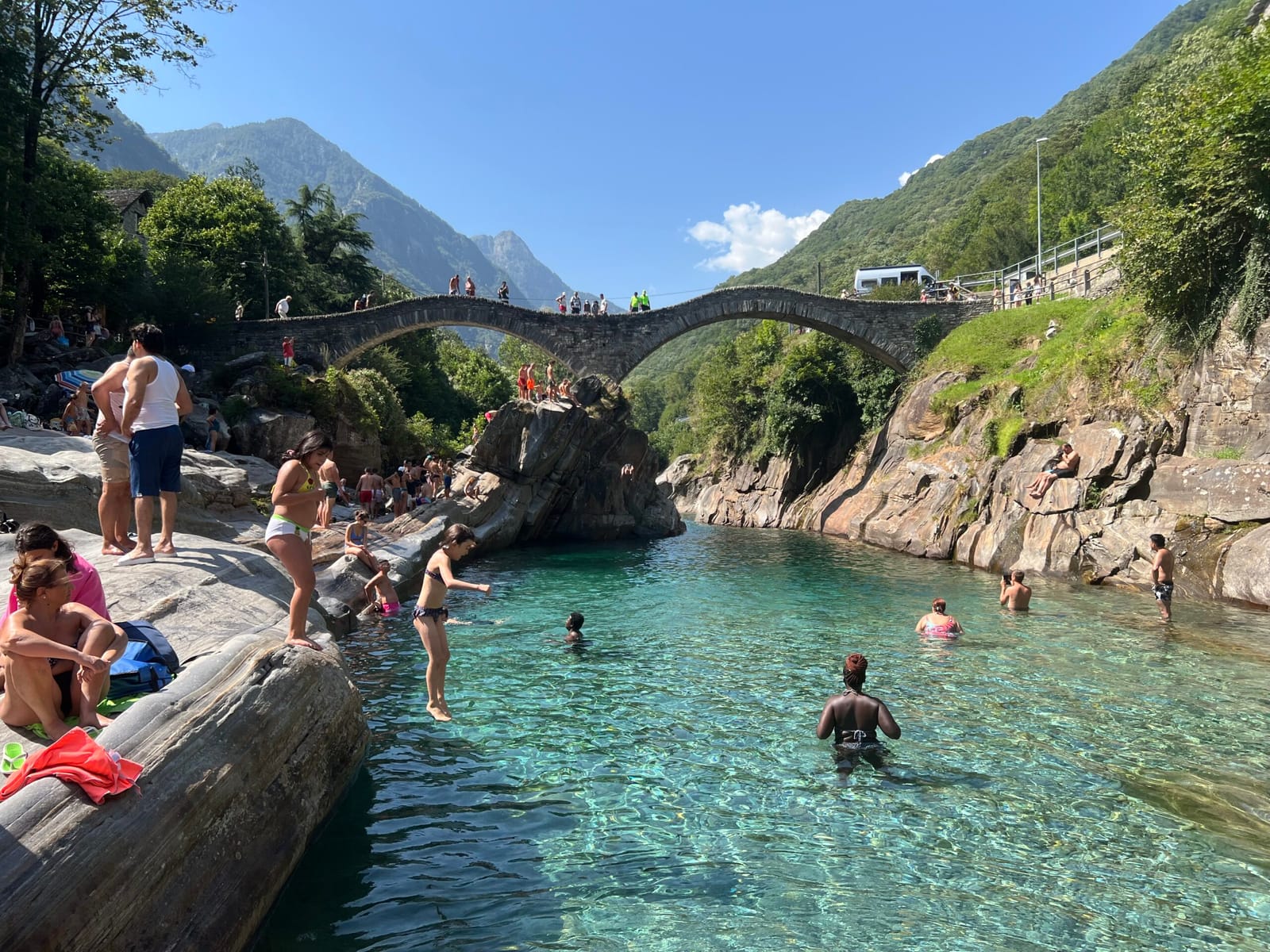The romanic bridge Ponte dei salti in Verzasca