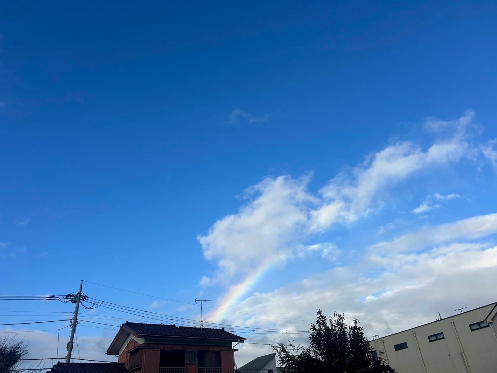 空にうっすら虹が