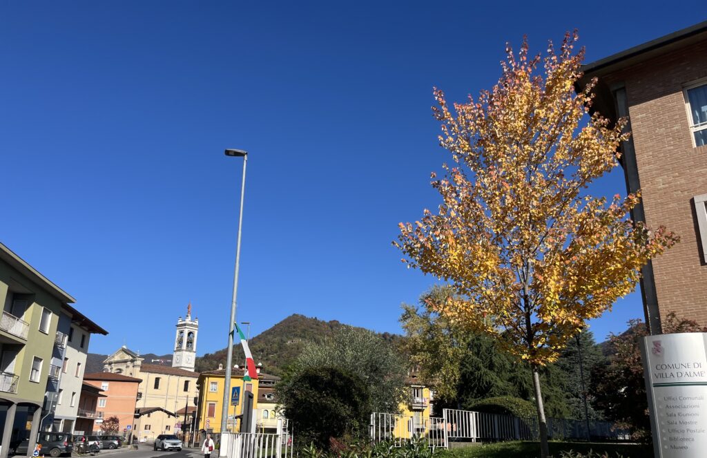 searching the parking in the Italian blue sky